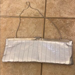 Silver formal clutch